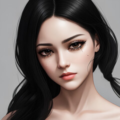 Fototapeta premium A painting of... Sun-Kissed Smile Unveiling Inner Harmony, Moonlight Draped on Velvet Eyes, Woven Threads of Story in Every Brushstroke, Where Strength Blooms Like a Delicate Rose.