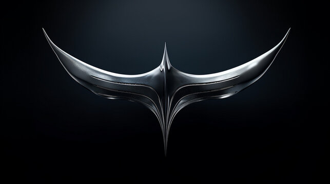 a logo with the shape of a blue whale tail that is being made from metal, Black and White, mori kei, sharp angles, made of all of the above, Generate AI.