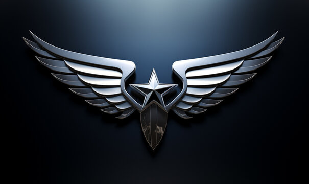 air force logo, chrome wings on the sides, Generate AI.