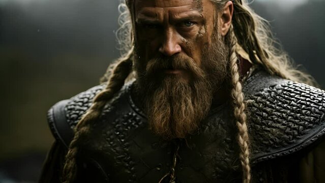 Standing tall with piercing gray eyes, this Vikings commanding presence and weathered appearance inspire both fear and admiration.