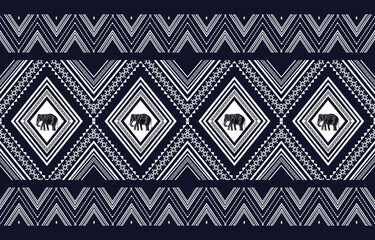 The combination of elephants and geometric shapes creates a sense of movement and energy. Ethnic pattern could be used in a variety of applications, such as textiles, home decor, and graphic design.