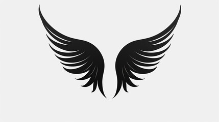 black wing image with white background, can make tattoo material, logo, generate AI - obrazy, fototapety, plakaty