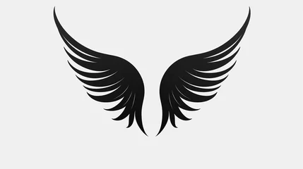 Fotobehang black wing image with white background, can make tattoo material, logo, generate AI © Salis