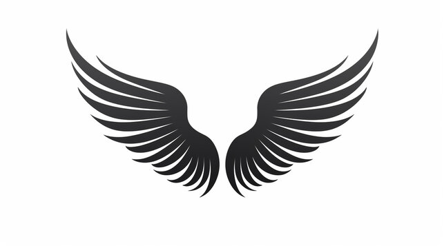 black wing image with white background, can make tattoo material, logo, generate AI