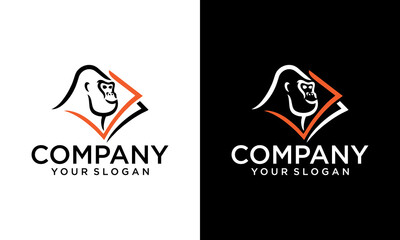 Creative simple gorilla cash finance logo design template. Illustration of a rich Gorilla with crypto currency and money