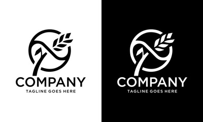 Wheat logo design vector with circle concept