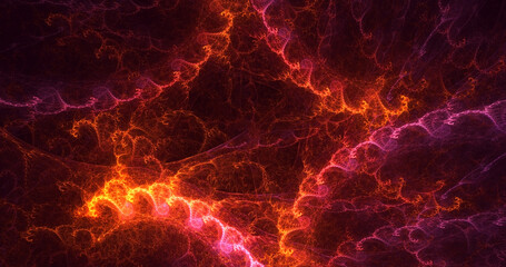 3D manual rendering abstract red fractal light background