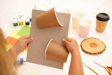 Step by step diy process. Point 3 Glue the halves of the glass onto the cardboard. Kids craft...