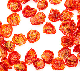 dry cherry tomatoes as background.