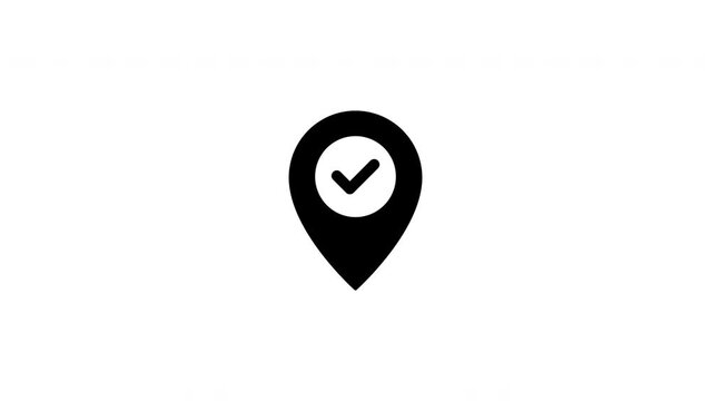 maps point animated check mark icon. on a white background. 4K video