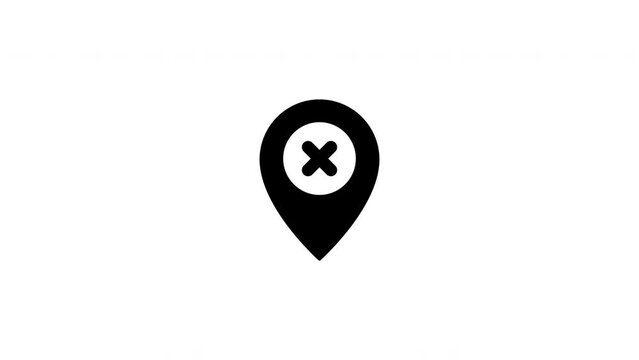 maps point animated X mark icon. on a white background. 4K video