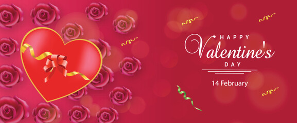 Fototapeta na wymiar Valentine’s Day love hearts social media post with stylish banner or greeting card gift box design