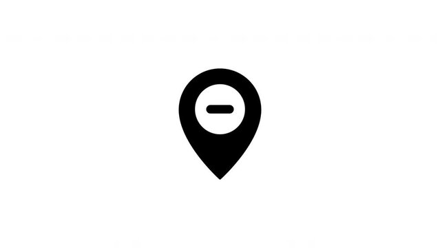 maps pointer minus sign animated icon. on a white background. 4K video