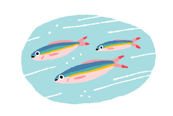 Naklejka premium 海中を泳ぐグルクン【タカサゴ】の手描きイラスト