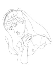 Female line art one continuous abstract face by drawing with shape