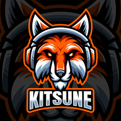 Vector esport logo of kitsune Japanese fox