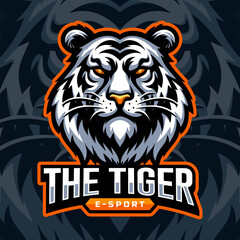 Head of white tiger vector esport logo illustration