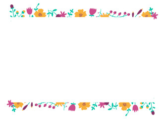 Fototapeta na wymiar Colorful flowers decorated for border frame isolated on white background - vector illustration