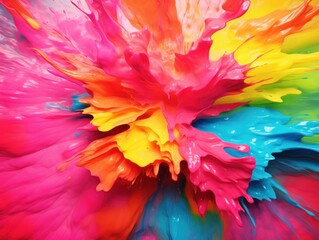 Vibrant Multicolored Paint Splash on White Background