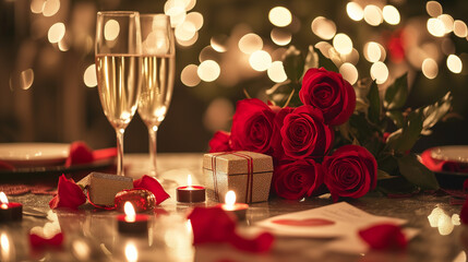 Valentine's Celebration with Roses and Gifts