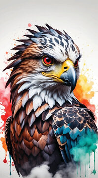 illustration of an eagle bird colorful painting style