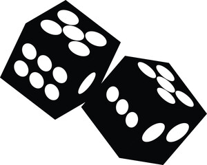 Pair of dice to gamble or gambling. dice cube, casino game. Black icon. casino symbol isolated on transparent Background, gambling game business concept, used for web, mobile phone, app, logo design. - obrazy, fototapety, plakaty