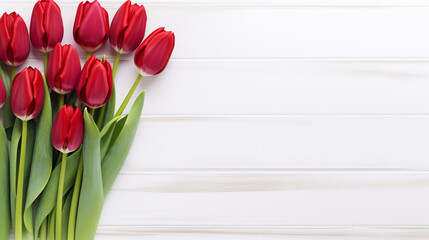 red tulips on a wooden table,  flower wallpaper, floral background