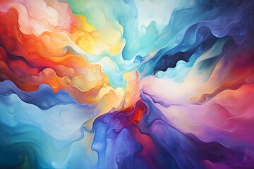 Vibrant depiction of abstract clouds in a colorful universe. Generative AI