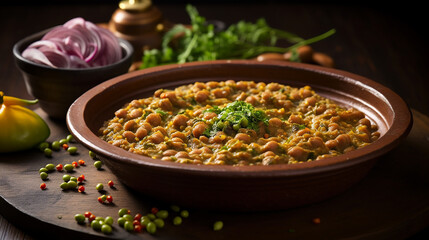 fava beans dip traditional egyptian middle eastern food served on brown bowl