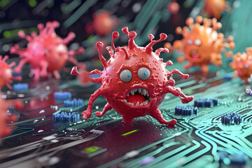 funny computer virus - obrazy, fototapety, plakaty