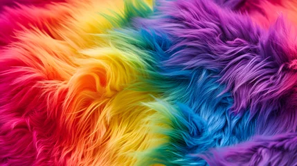 Papier Peint photo autocollant Mélange de couleurs rainbow fur texture background