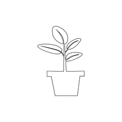 Growth tree continuous line vector image on white background. Line art drawing of growth tree