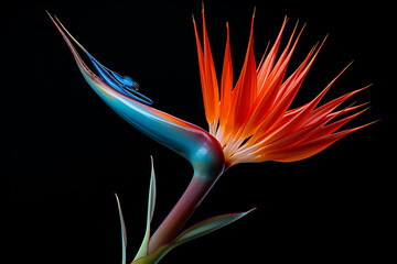 Stylized silhouette of a bird of paradise flower.