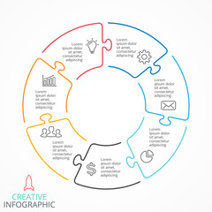 puzzle Infographics elements and Infographic elements designs.  Used for workflow layout, diagram, banner, web design. Vector illustration