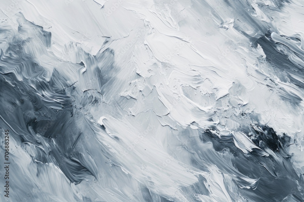Poster a close up view of a painting featuring white and black paint. this image can be used to depict arti