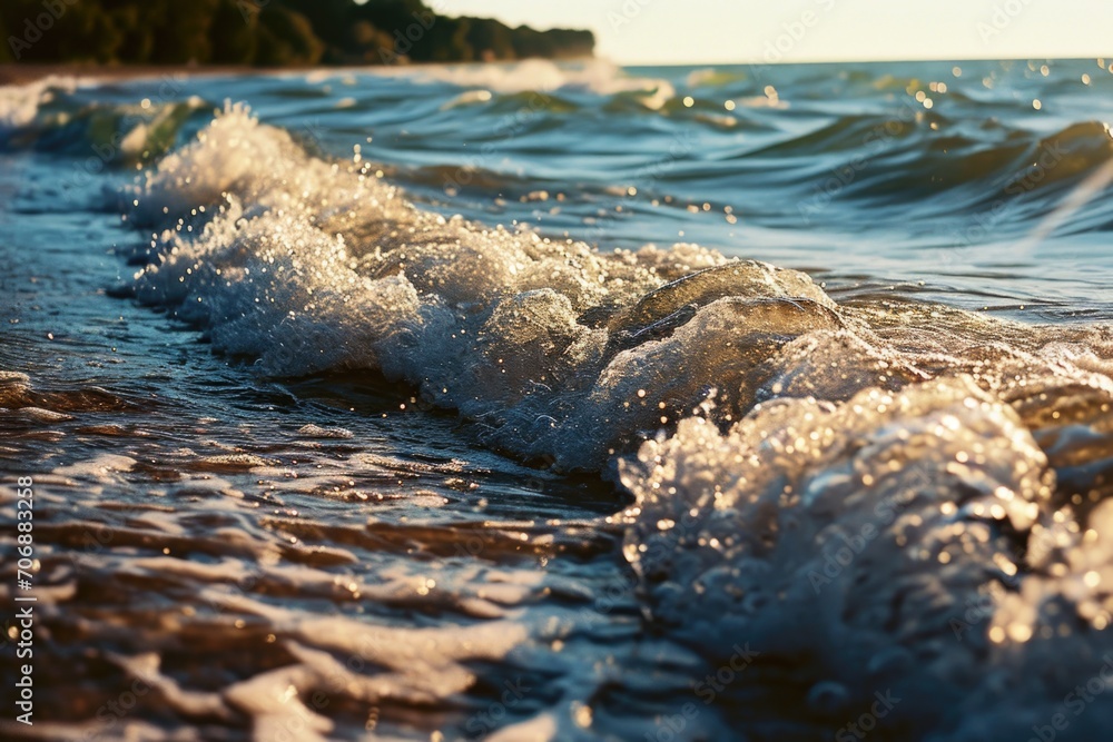 Poster a close-up view of a powerful wave in the ocean. this image captures the raw beauty and strength of 