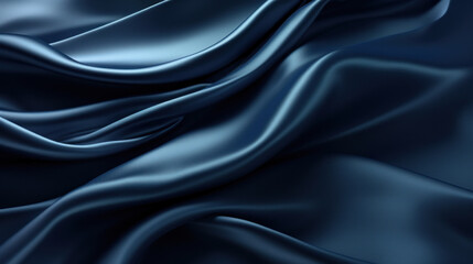 Obraz premium Close-up of smooth blue satin fabric, highlighting its luxurious texture and graceful folds.