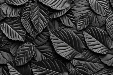A black and white photo capturing a bunch of leaves. Suitable for various uses