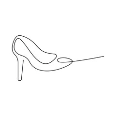 Vector High heel trendy continuous line art drawing  women's shoe.