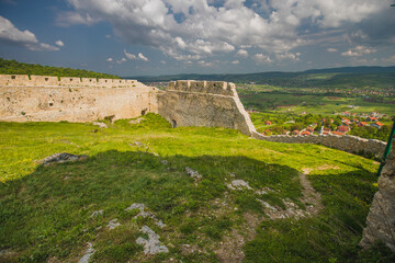 Fototapeta na wymiar View from sokolacka kula or sokolac fort close to bihac, bosnia on a summer day. Close to Golubac village, south from bihac.