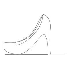 Vector High heel trendy continuous line art drawing  women's shoe.