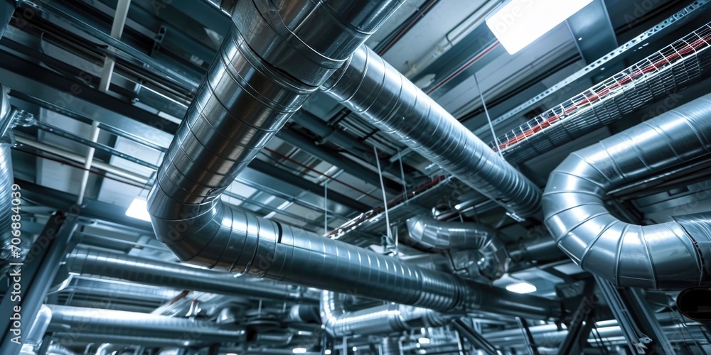 Poster a network of interconnected pipes. can be used to represent infrastructure, connectivity, or plumbin