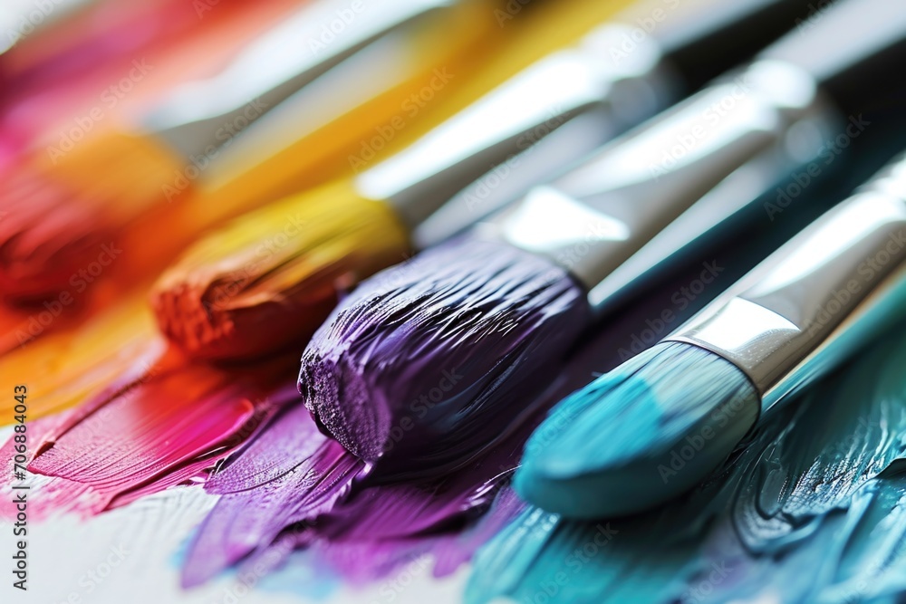 Aufkleber a close-up view of a bunch of paint brushes. ideal for artistic projects and creative concepts
