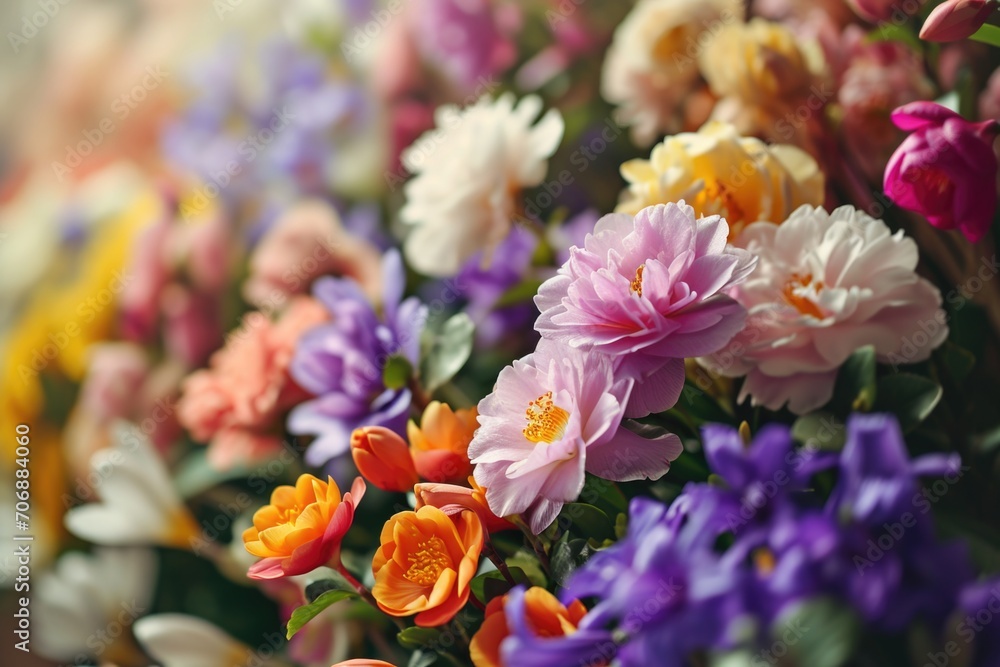 Poster a close-up view of a bunch of flowers. perfect for adding a touch of beauty to any project