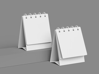 Isometric White Blank Two Calendars 3D Mockup Mini Calendar