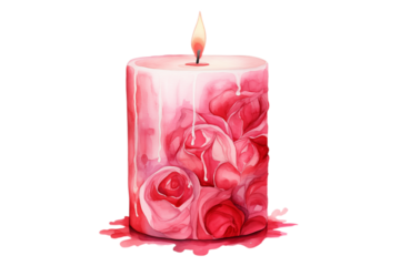 Valentine Watercolor Pink Candle