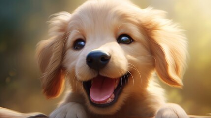 a puppy happy with excitement, in the style of cartoon realism