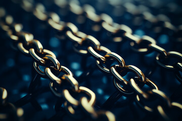 Abstract digital chains in a sleek, linear design.