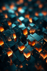 Fototapeta premium Simplified geometric shapes representing a blockchain network.