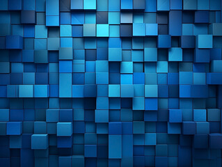 Flat colored with blue shaped blocks pop style. Geometrical abstract wallpaper. 3d render illustration style.